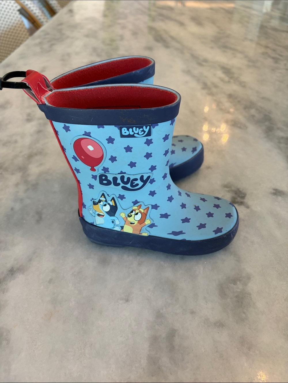 Bluey Light Blue Kids Rain Boots with Navy Trim